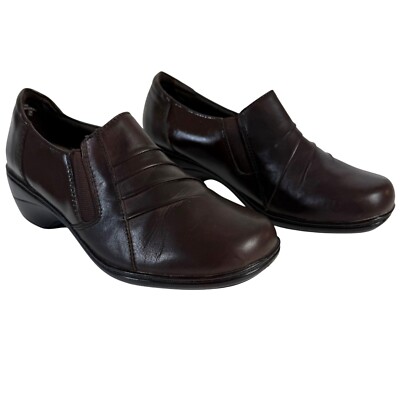 Thom Mcan Deidre Brown Leather Loafer Size 8 Comfort Shoes Slip On Clogs Slouch
