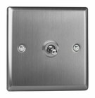 Varilight XTT1 Classic Brushed Steel 1 Gang 10A 1 or 2 Way Toggle Light Switch