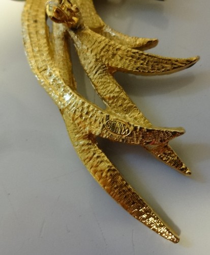 Broche Vintage Firmado ESFINGE Estrás Pájaro En Rama - Imagen 5 de 7