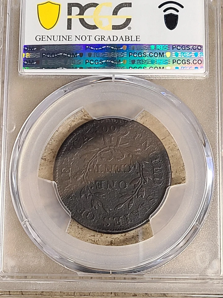 1803 1 Cent PCGS Daño ambiental genuino detalle Pequeña fecha Gran fracción Foto 3 de 3