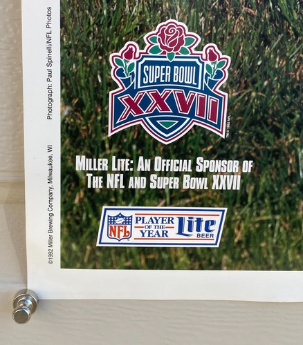 Vtg 1992 DETROIT LIONS Miller Lite Beer 20x30 Poster Board Schedule NFL - Picture 2 of 5