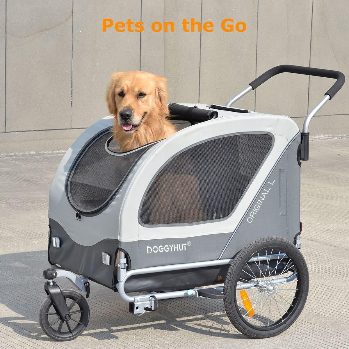 Doggyhut Large Pet Bike Trailer Stroller for Dogs Up to 35kgs