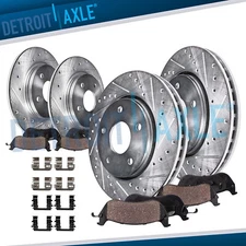 Front Rear Drilled Brake Rotors Ceramic Brake Pads Kit for Hyundai Sonata Kia K5