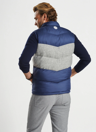 Peter Millar L Large Alpine Puffer Mens Vest Navy Grey Wool Full Zip Jacket $375 - Picture 5 of 13