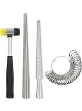 Ring Sizer Measuring Tool Kit 27 rings, Aluminum mandrel, rubber hammer repair