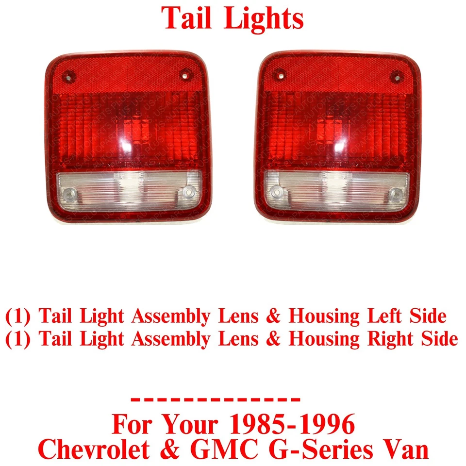 尾灯组件左右左右适用于 1985 - 1996 雪佛兰和吉姆西 G 系列 Van — 第 2/4 张图片