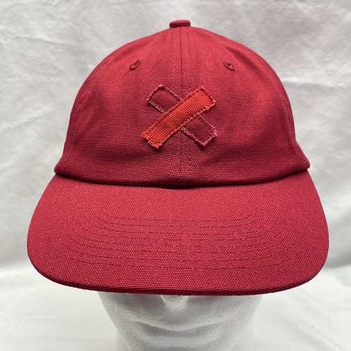Best Made Co Cotton Canvas X Ball Cap Adjustable Faux Leather Strap Hat Red