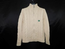 LL Bean S NEW Brown Cable Knit Cardigan Sweater Full Zip Mock Neck Cotton NWOT