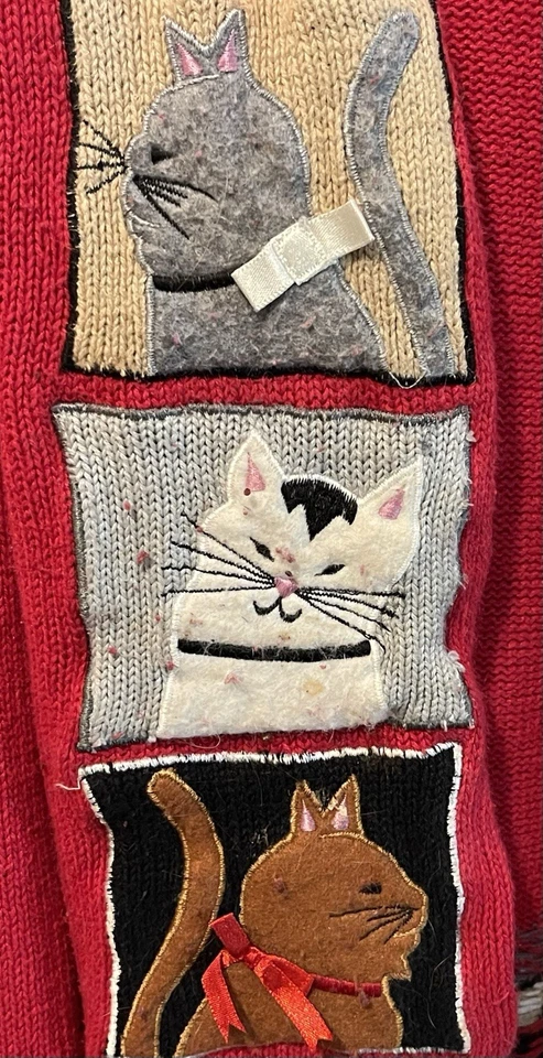 Suéter All Points Vintage Gato Rojo Invierno Fair Isle Look Cremallera Grande Algodón Ramie Foto 2 de 4