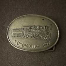 Oval Brass Tone Western Belt Buckle Locomotive 999 Train Design Silver