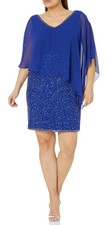 J Kara Caplet Short Cocktail Beaded Dress Women’s Size 18W Royal Multi