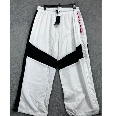 NEW Reebok Pants Women 2X 18-20W Plus White Black Wide Leg Track Speed Wick Logo