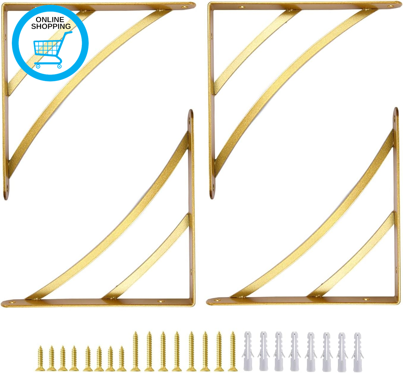 Small Gold Shelf Brackets, 15Cm Triangle Shelving Brackets, Versatile Right Angl
