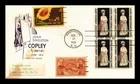 US COVER COPLEY ARTIST FDC SCOTT 1273 BLOCK OF 4 HF CACHET STAINED FRONT