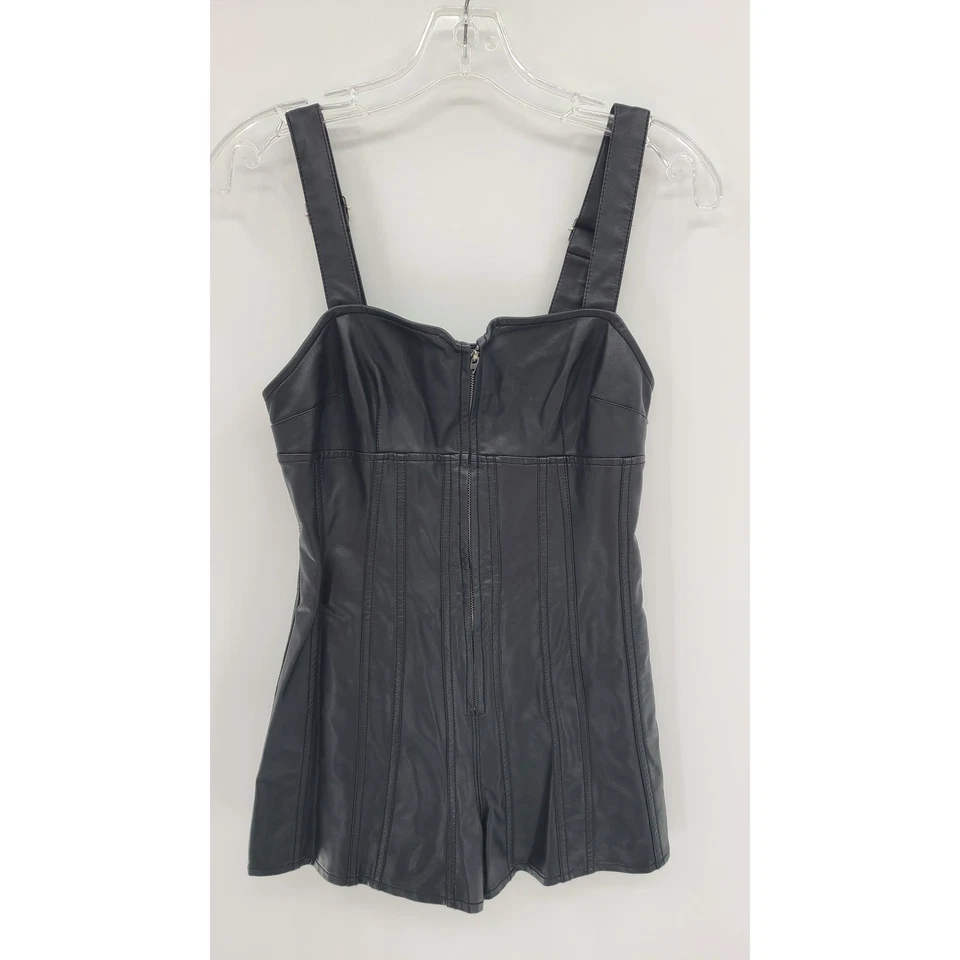 Mameluco Free People para mujer negro imitación cuero XS corsé grunge gótico vanguardista ropa de club nocturno Foto 2 de 4