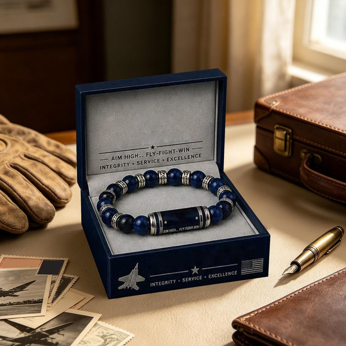 American US Beaded Bracelet, American Air FORCE Veteran Memorial Men Women Gift View 4