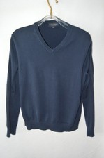 Brooks Brothers Men  s Pima Cotton Navy V Neck Pullover Sweater EUC L