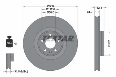 2 x TEXTAR 92293505 Bremsscheibe für AUDI