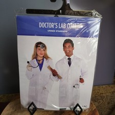 Doctor's Lab Coat Halloween Costume Adulti Size Unisex Standard Amscan 840655