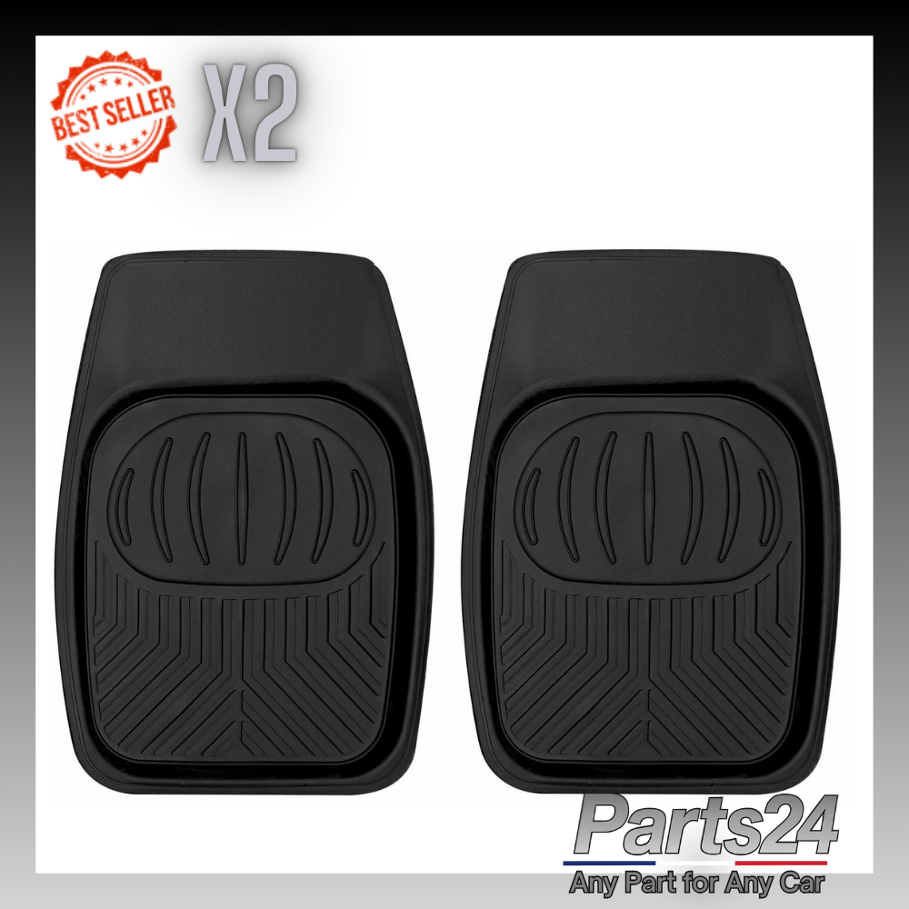2x Universal Deep Tray Rubber Floor Mats Heavy Duty Mud Mats Set of 2 Black