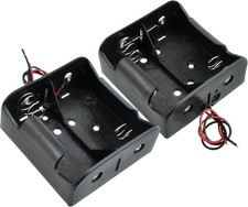 2-Pack 2 Slot D Cell Battery Holder 3V D Size Battery Case Box with Wire Leads