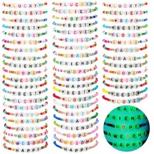 96 Pcs Beaded Friendship Bracelets Bulk Inspirational Stretch Bracelets Y2k C...