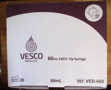 Vesco ENFit 60 ml Tip Syringes Pkg of 30