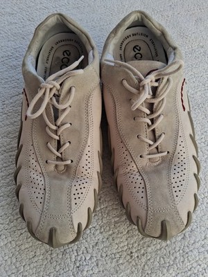 ECCO BIOM Leather Walking Shoes Womens EU 39 Comfort Casual Beige Lace Up
