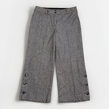 Talbots Cropped Wide Leg Pants 12 Wool Blend Herringbone Office Career Preppy