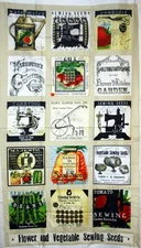 SEWING SEEDS PANEL FROM J WECKER FRISCH - 100% COTTON FABRIC