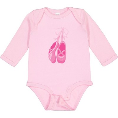 Inktastic Ballet Shoes, Ballet Slippers, Ballet Dance, Pink Long Sleeve Creeper
