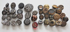 Lot Vintage Black Buttons - Silver & Gold Incised & Trim — photo 1
