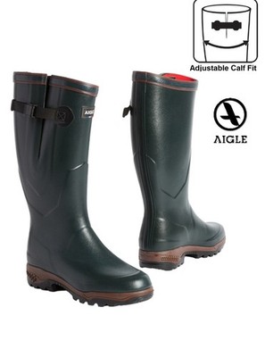 Damen Gummistiefel Aigle Parcours 2 ISO Neopren gefüttert UK 7,5 EU 41 grün