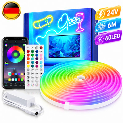 RGB LED Neon Rope Light Strip Flexible Music Sync App Remote Control Waterproof