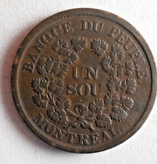 1835 LOWER CANADA (CANADA) UN SOU RARE TYPE Lot #B12