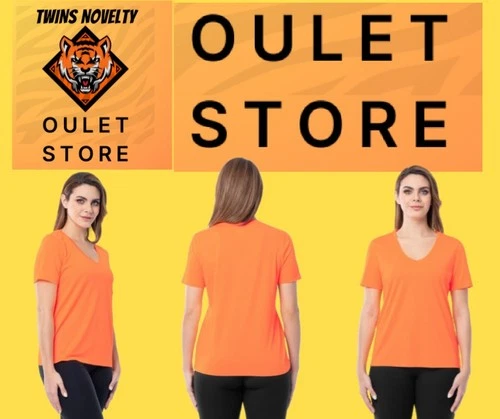 Athletic Works Women's SIZE XL 16-18 Active Texture Knit V-Neck Tee Orange NEW - Picture 2 of 24