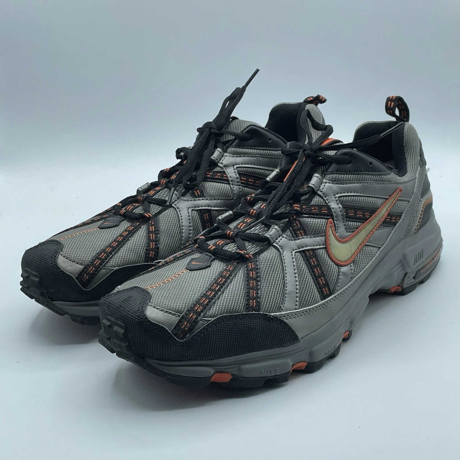Nike Trail Running Shoes Gray Orange Low Top Sneakers 313609-001 Mens Size 14
