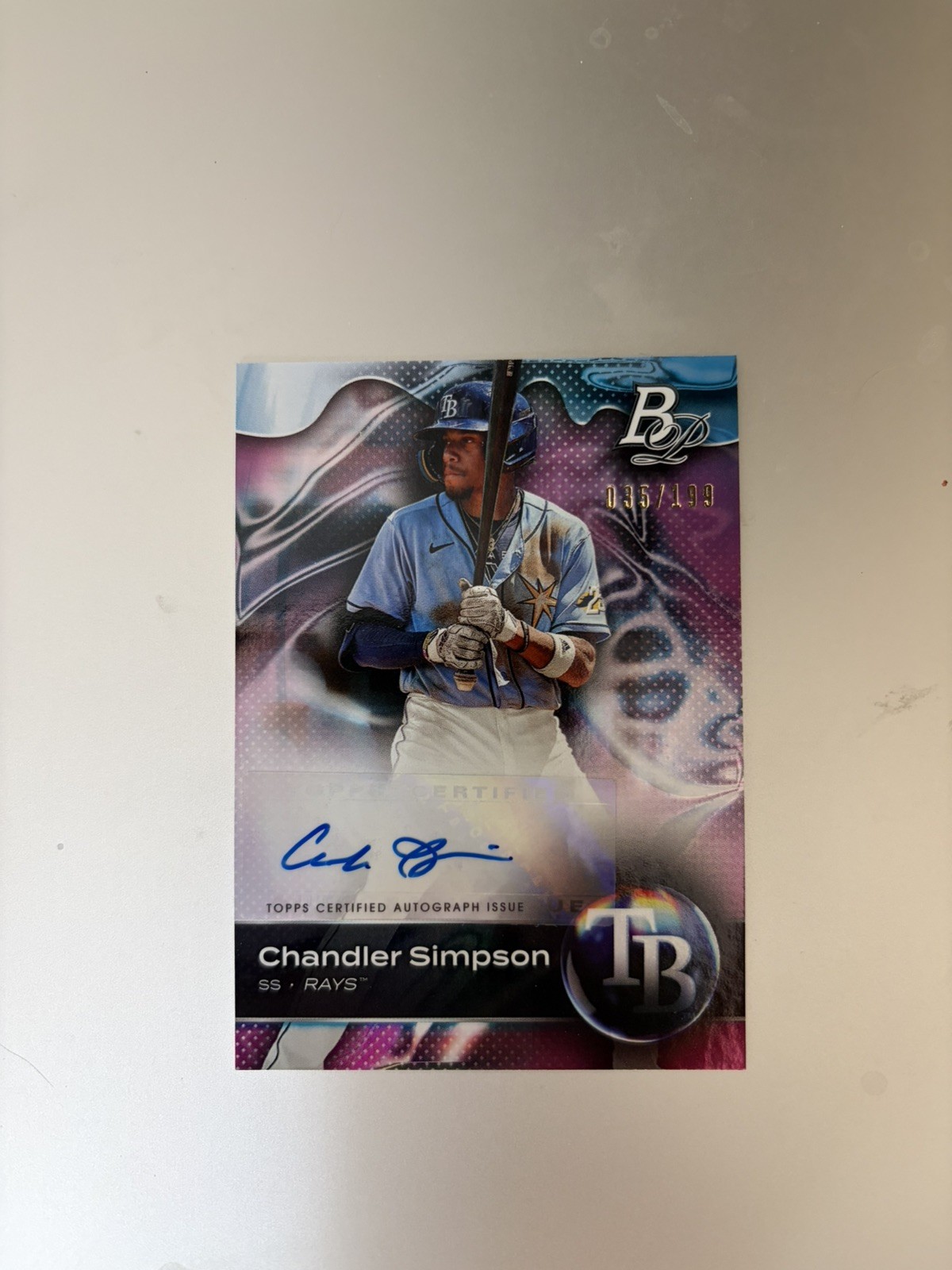 2023 Bowman Platinum Chandler Simpson Top Prospect Auto #TOP-59 Pink /199