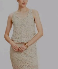R & M Richards Women's Beige Sleeveless Sheath Sequin Lace Dress Size 14 W