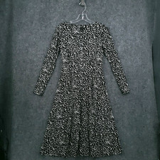 Talbots A Line Dress Womens PS Small Petite Black Long Sleeve Abstract Stretch