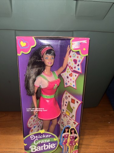 Vintage Sticker Craze Barbie Bambola Edizione Bruna #19914 1997 Mattel Nuovo con scatola Bello - Foto 2 di 6