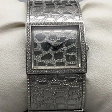 GUESS Women’s Silver Tone Crystal Bangle Watch 27mm W0229L1 Bracelet New Battery