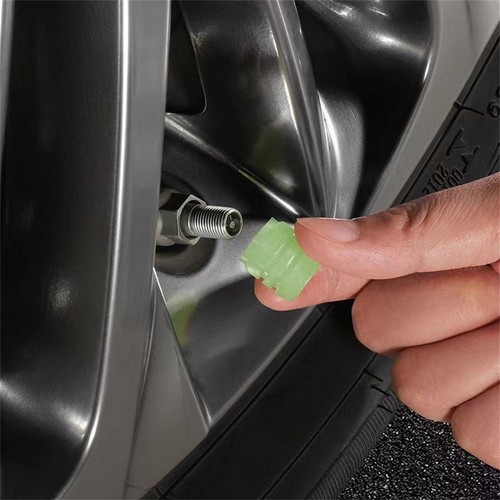4* Tire Valve Cap Luminous Car Vehicle Wheel Prank Valve Cap Glow Dust Cover Kit - Picture 5 of 12