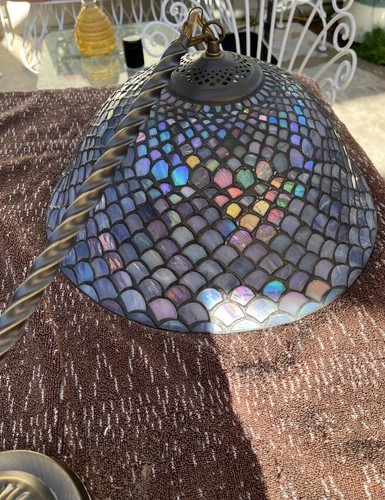 Meyda Tiffany Purple/Blue Fishscale - 15 Inch Hanging lamp & SHADE - Picture 3 of 9