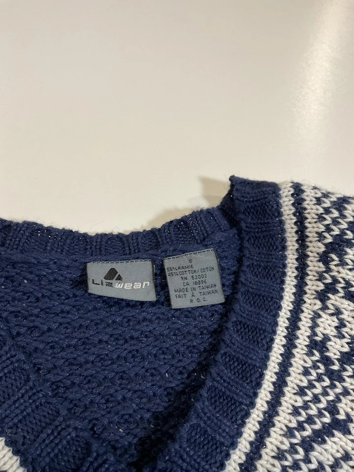 Suéter Tejido Cuello en V Liz Wear De Colección Talla S Preppy Dinero Antiguo Tenis Años 90 Foto 4 de 4