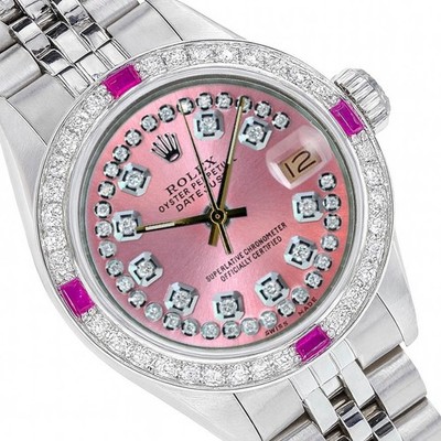 Rolex Datejust Stainless Steel String Pink Diamond Dial & Bezel Jubilee Watch