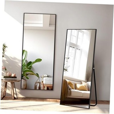 Full Length Mirror with Stand, 56''x19'' 56''L x 19''W Black (Rectangular)