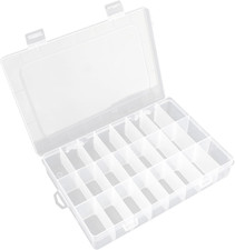 24 Grids Plastic Organizer Box with Dividers Clear Craft Storage Bead Organizer