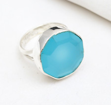 Wonderful Blue Chalcedony Gemstone Handmade 925 Sterling Silver Jewelry Ring