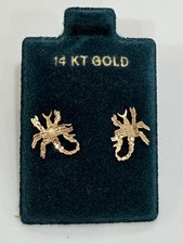 1990s Vintage 14k Gold Stud Scorpion Earrings...